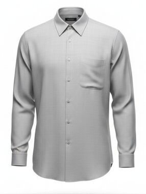 Bachrach men's gray silk button down microplaid shirt size XXL